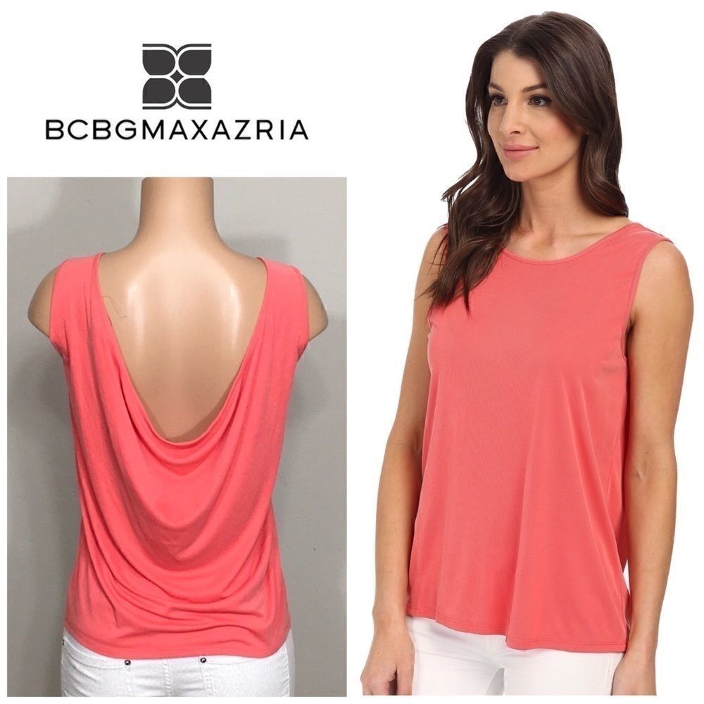 BCBG Red Teri Sleeveless Cowl Back Tank Top